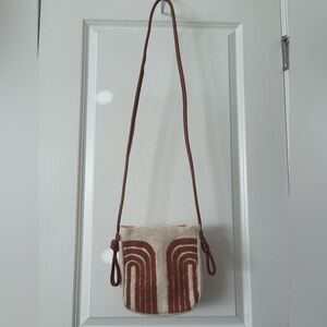 Universal Thread Cream and Brown Patterned Crossbody Bag